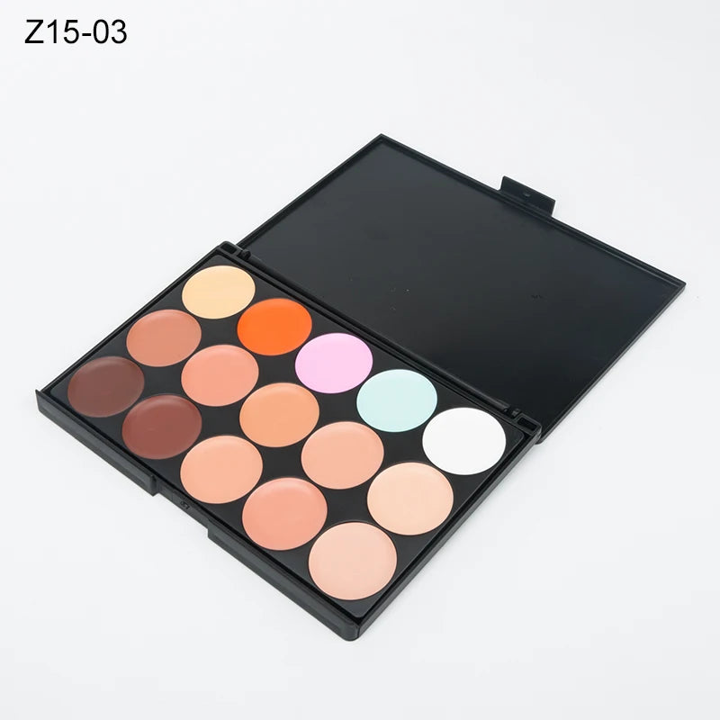 Paleta correctora de 15 tonos: corrector, contorno y base