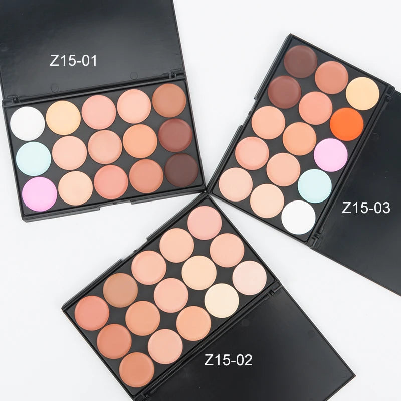 Paleta correctora de 15 tonos: corrector, contorno y base