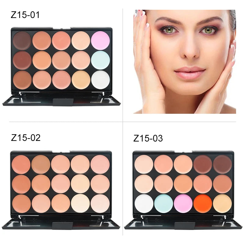 Paleta correctora de 15 tonos: corrector, contorno y base
