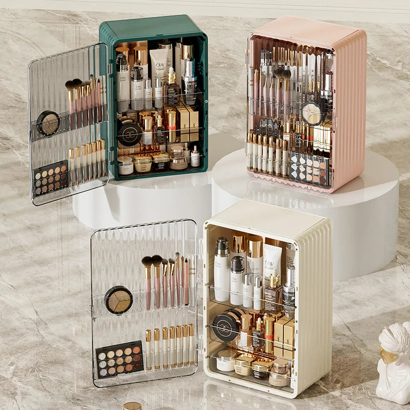 Caja de almacenamiento de maquillaje a prueba de polvo: gran capacidad y estilo lujoso