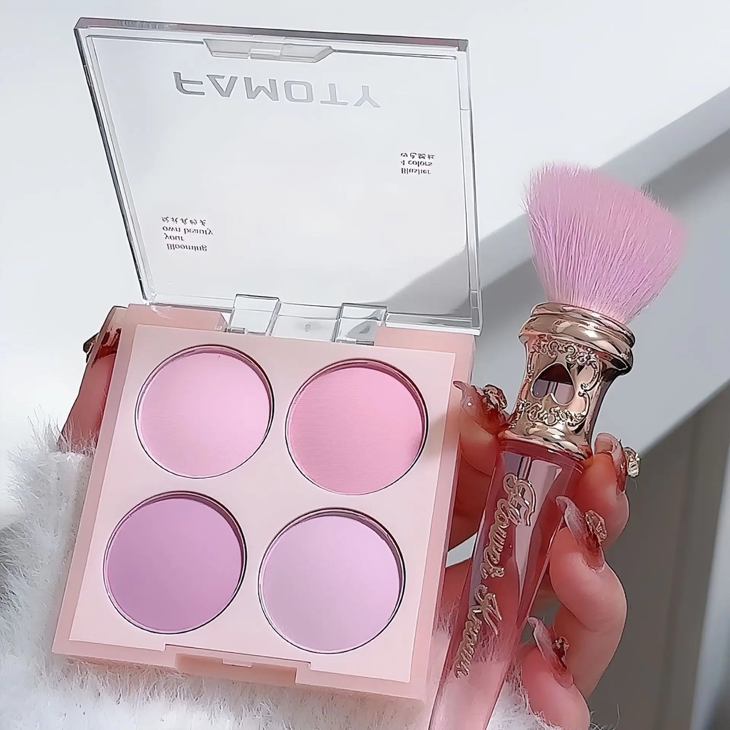 🌸 Poudre blush visage 4 couleurs – Teintes chaudes et douces, fini mat