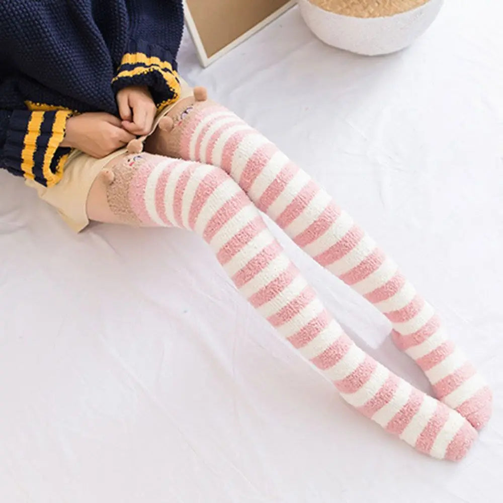 Chaussettes Hautes Femme Kawaii Motifs Animaux – Bas Longs Doux & Chauds