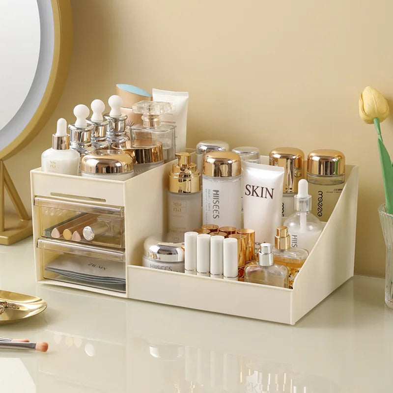 Caja de maquillaje transparente: cajones prácticos y diseño moderno