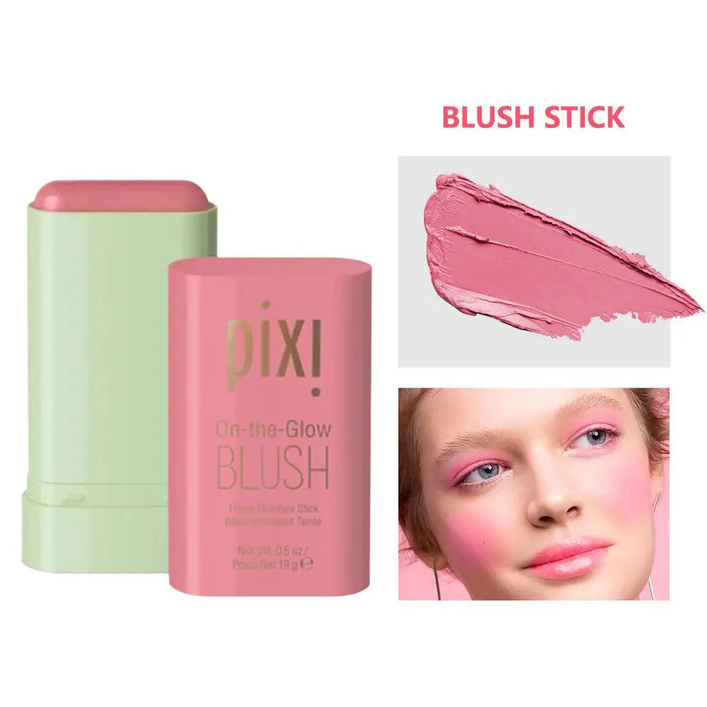 💗 3-in-1 Blush, Contour & Highlighter Stick – Matte, waterproof cream with built-in brush