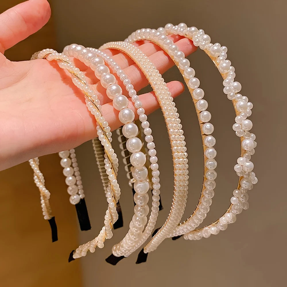🎀 Conjunto de 5 accesorios para el cabello de princesa para niñas: diademas y pinzas de perlas