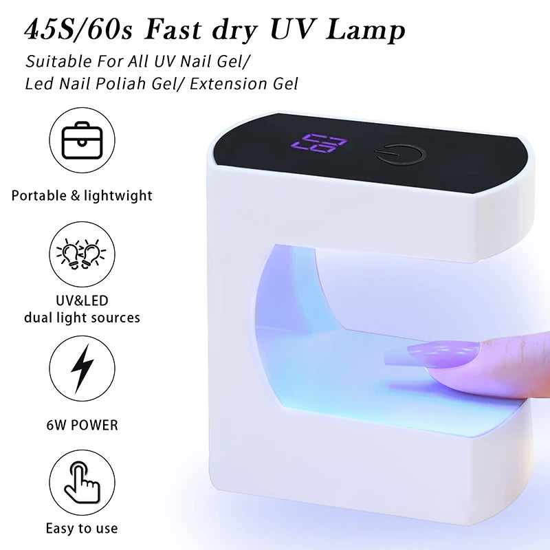 Mini lámpara UV para uñas con 6 LED: compacta e ideal para viajes