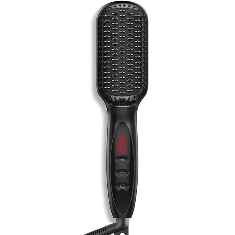 Cepillo alisador eléctrico de cerámica antiescaldaduras para cabello y barba.