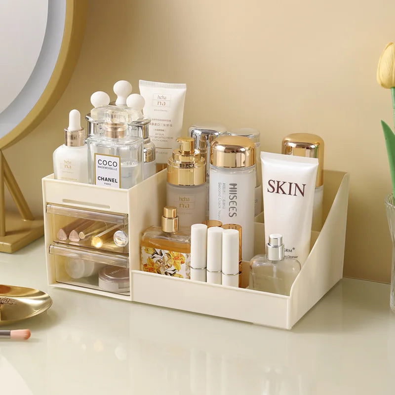 Caja de maquillaje transparente: cajones prácticos y diseño moderno