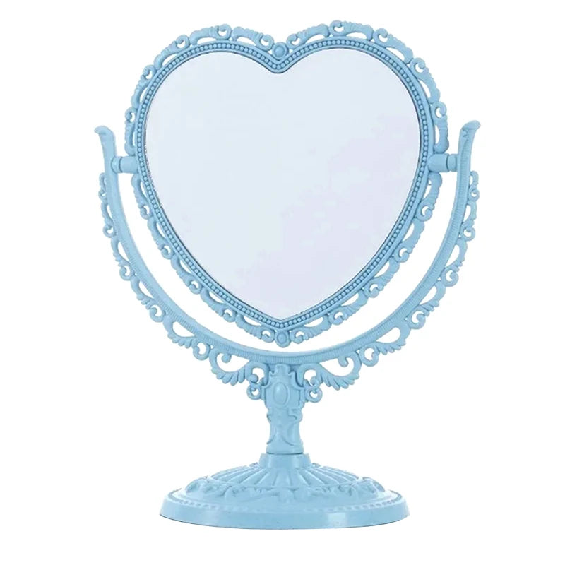 💖 Heart Shaped Desktop Makeup Mirror - Compact Double Sided Portable Mirror 💄✨