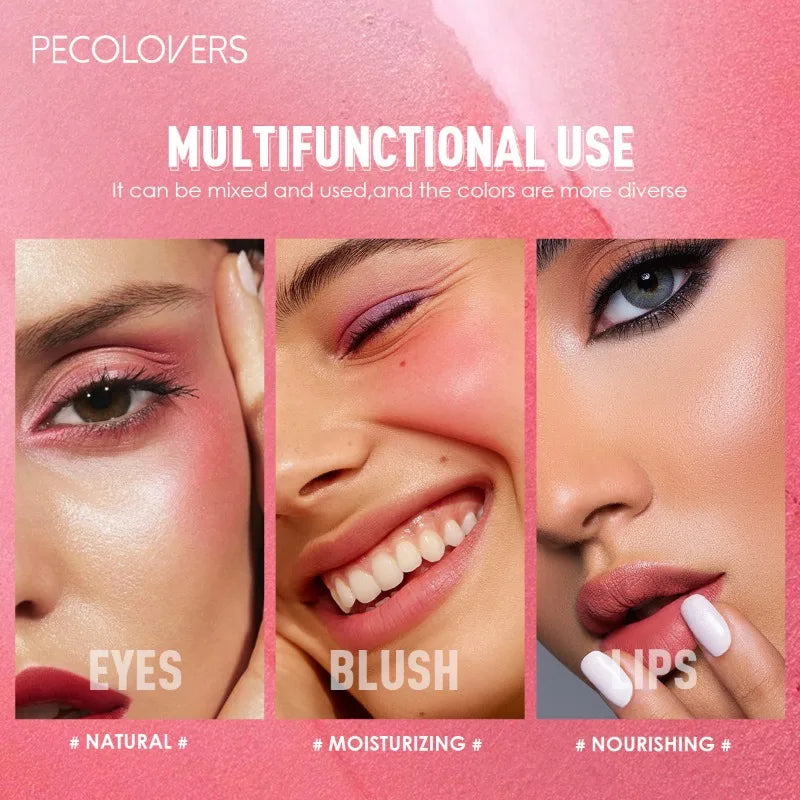 🌸 Rubor en crema de 4 colores: formato push-pull, efecto rosado natural y resistente al agua