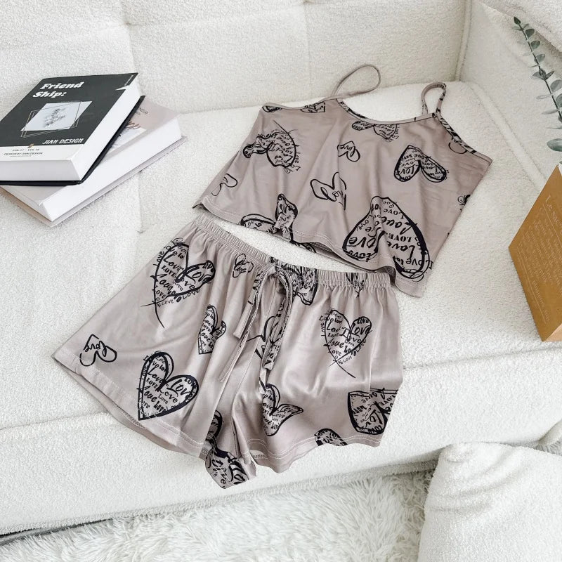 Pyjama Femme – Haut Camisole et Short imprimé variés