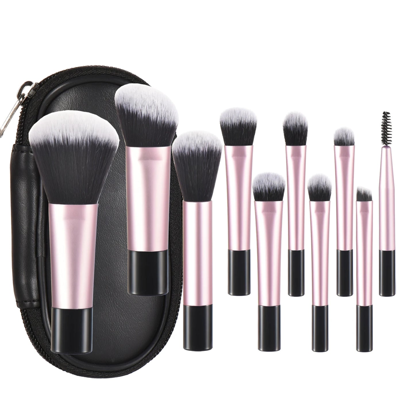 💗 Mini juego de brochas de maquillaje rosa – Tamaño de viaje
