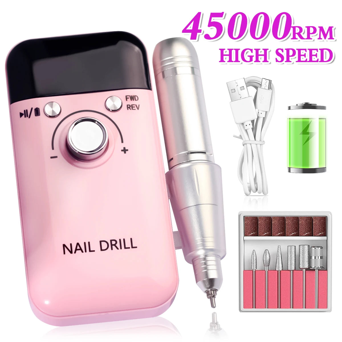 Taladro de uñas eléctrico de 45.000 RPM: profesional y portátil con pantalla LCD