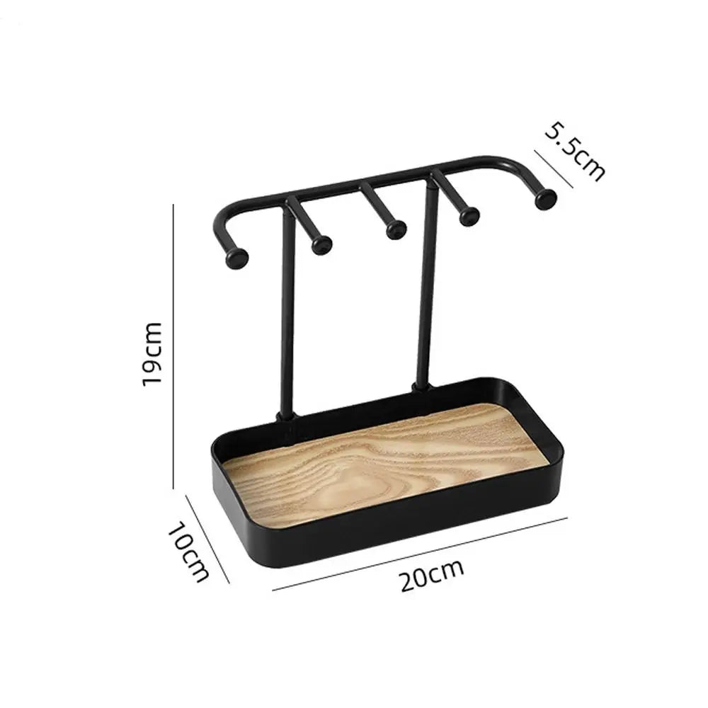 Expositor de joyas portátil con cajón: base de madera y elegante almacenamiento.