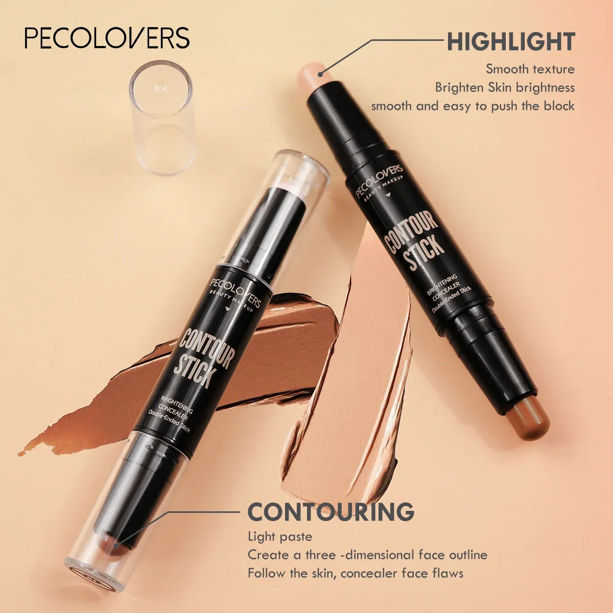 ✨ Stick double embout enlumineur & contour – Waterproof, liquide & facile à estomper