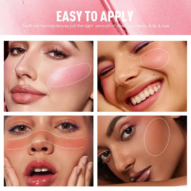 🌸 Rubor en crema de 4 colores: formato push-pull, efecto rosado natural y resistente al agua