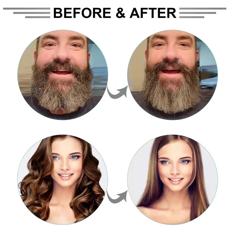 Cepillo alisador eléctrico de cerámica antiescaldaduras para cabello y barba.