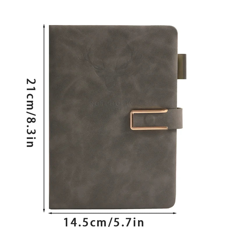 Cuaderno A5 de 200 páginas con elegante cubierta de piel sintética