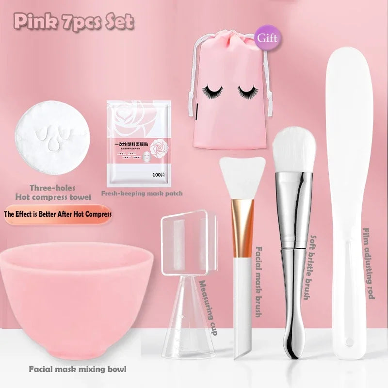 Kit de herramientas de silicona para el cuidado facial: brochas, bol y accesorios para hacer tú mismo