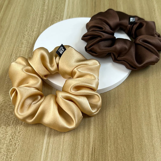 Chouchou Cheveux en Soie de Mûrier 19 momme – Élastique cheveux grande taille Uni