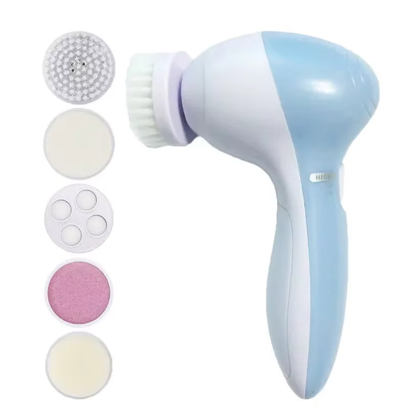 Cepillo de limpieza eléctrico 5 en 1: tratamiento facial completo y masaje de spa en casa