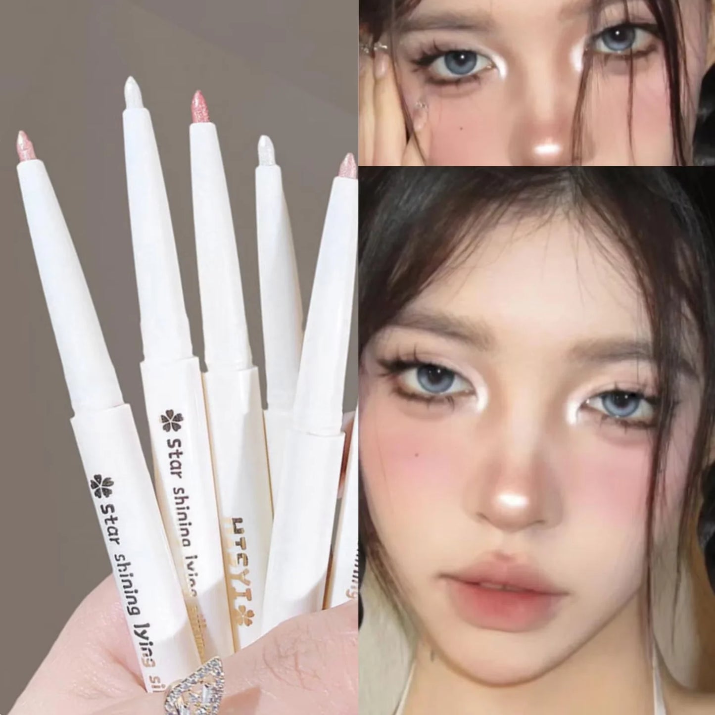 ✨👁️ HISYI 2-in-1 Lying Silkworm Effect Eyeliner - Waterproof 3D Liquid Eyeliner & Highlighter
