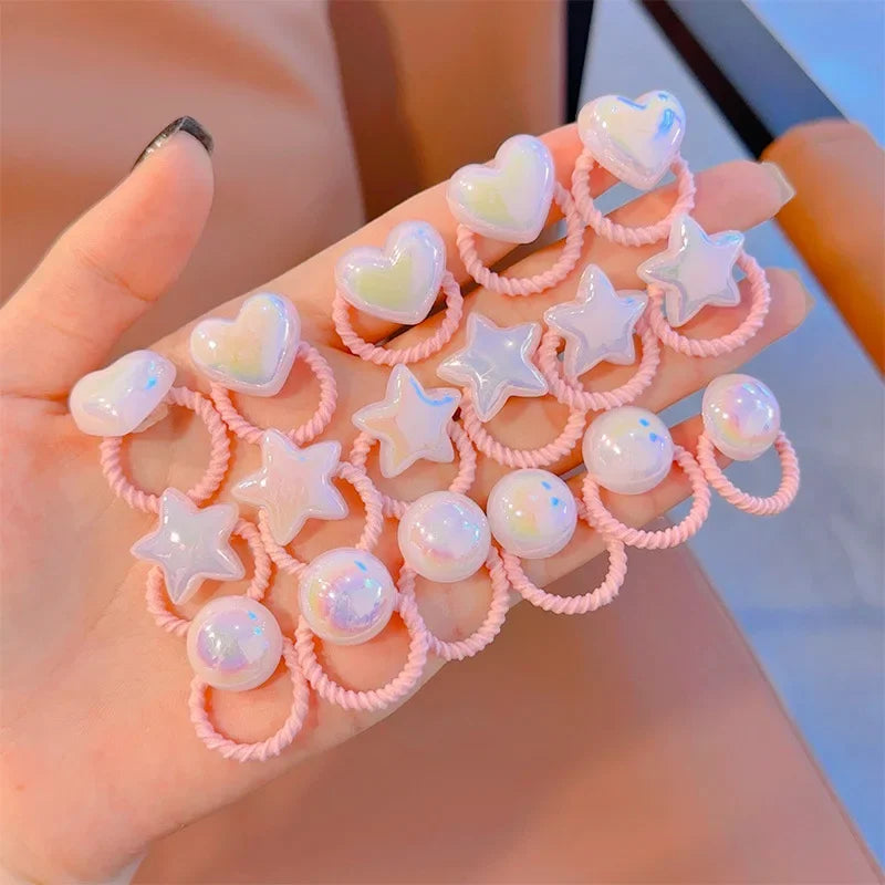 Paquete de 10 gomas para el pelo para niña: diseños de corazón, estrella y bonitos