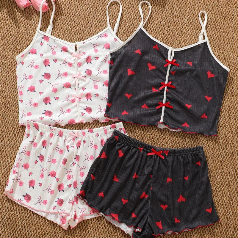 Pyjama - Haut camisole à bretelles et short assorti ❤️