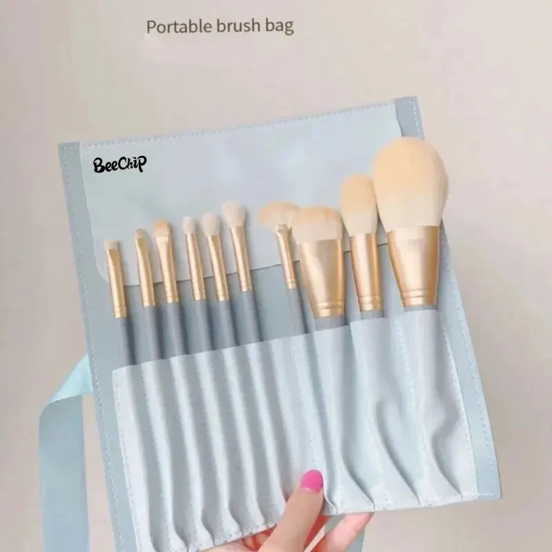 💄 Set de 10 Pinceles de Maquillaje – Cerdas Suaves y Colores Morandi