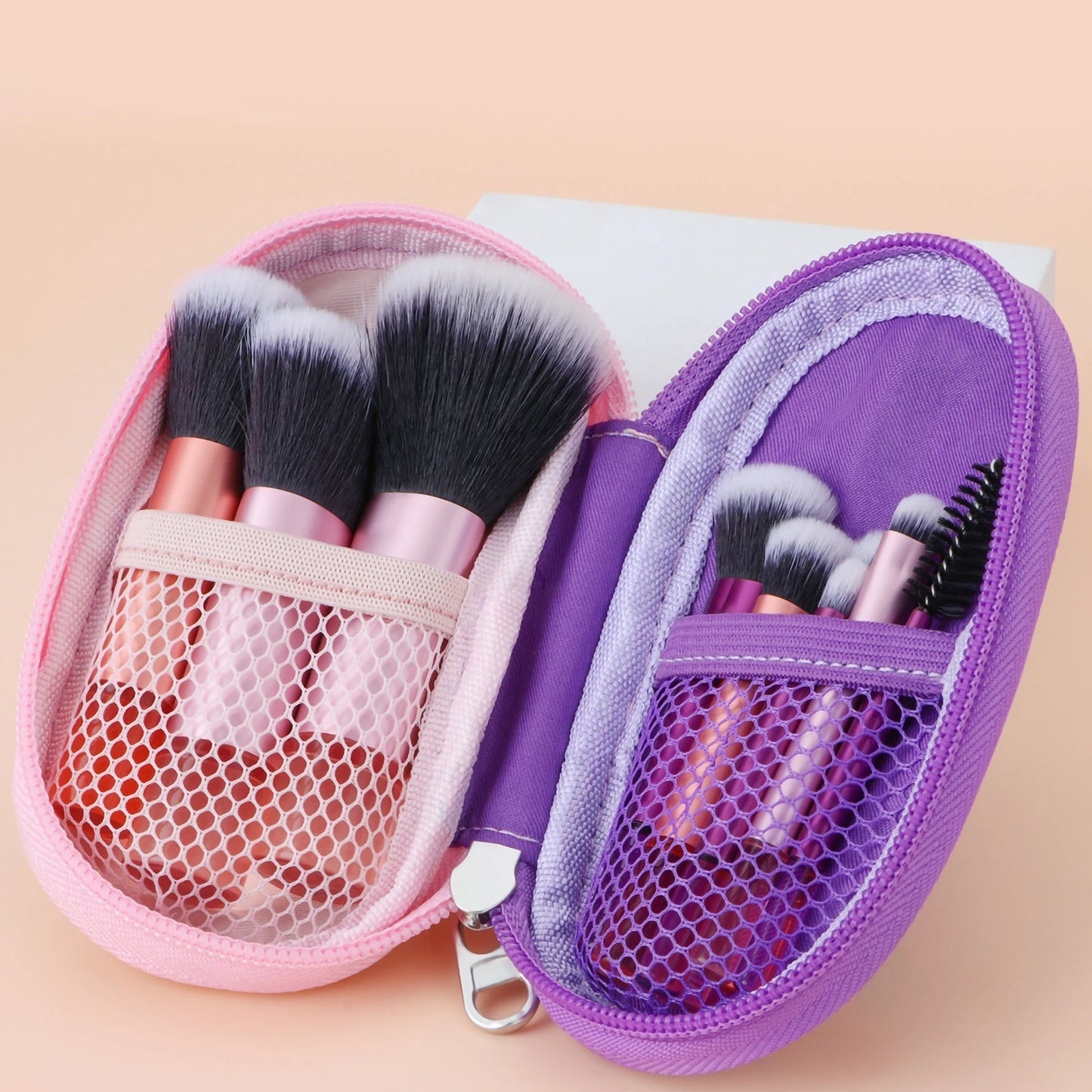 💗 Mini juego de brochas de maquillaje rosa – Tamaño de viaje