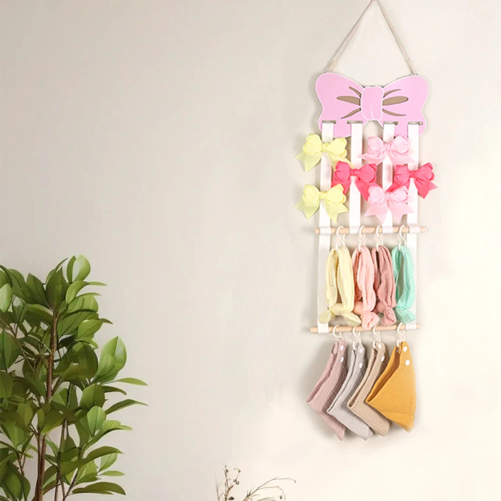 Organizador de accesorios para el cabello colgante: 8 ganchos y almacenamiento que ahorra espacio