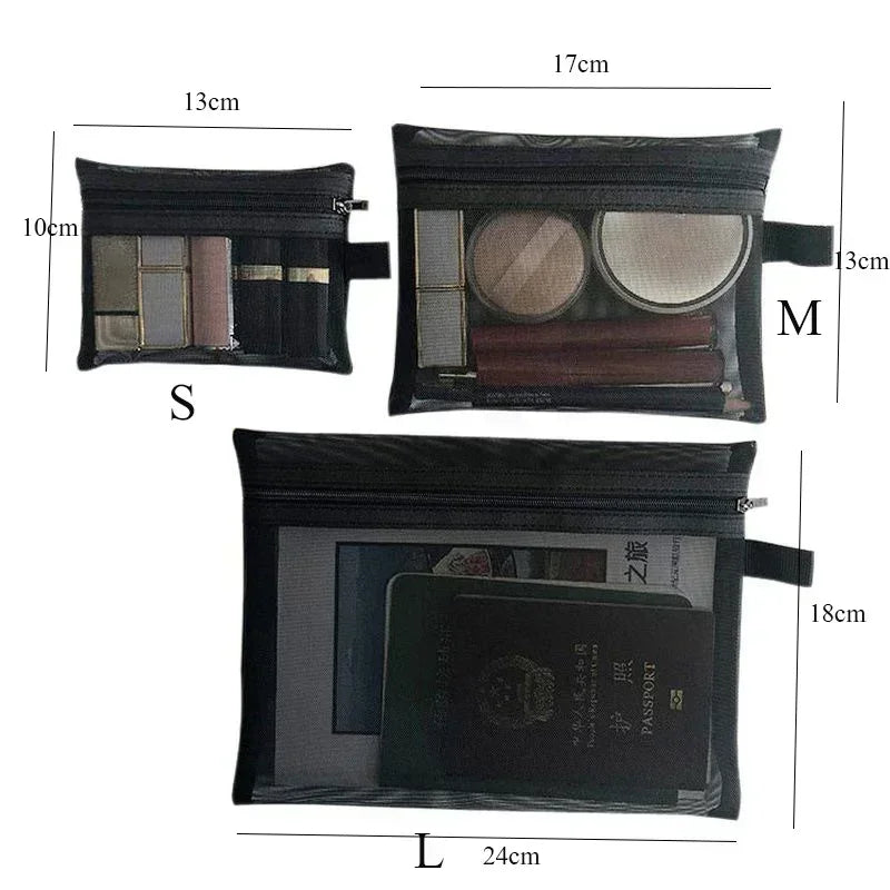 💄 Pequeña bolsa de malla para maquillaje: práctico organizador de viaje