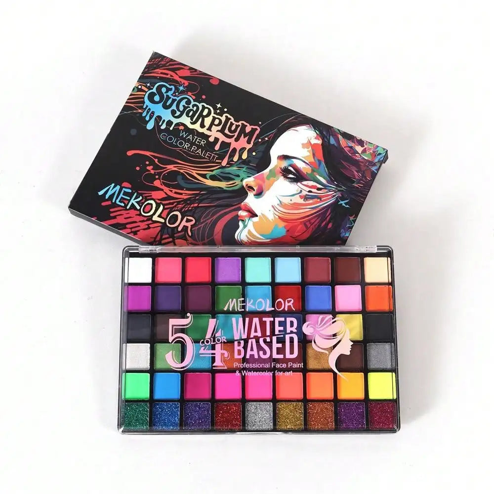 🎨👩🎨 Artistic Makeup Palette 54 Colors – Water-Based Face Shadows & Eyeliner