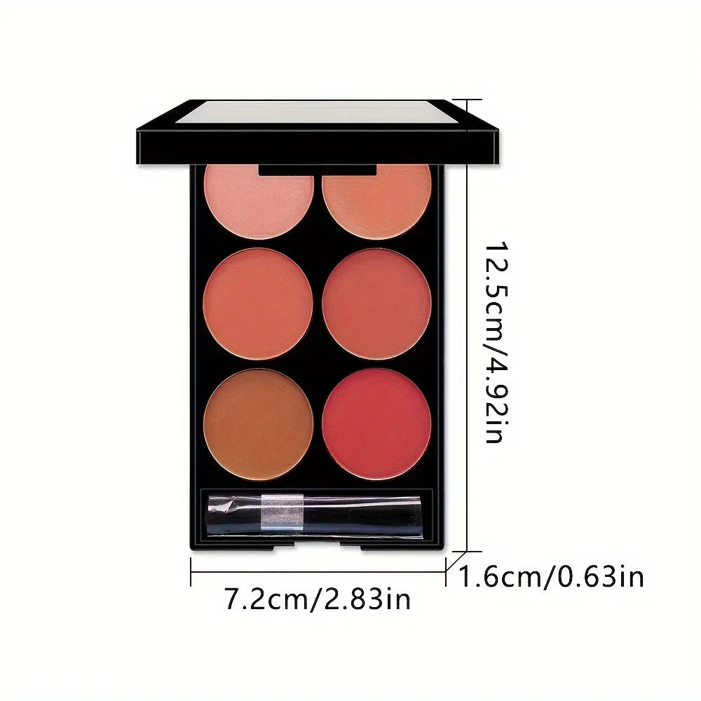 🎨 6-color blush & contour palette – Matte and pearly finish