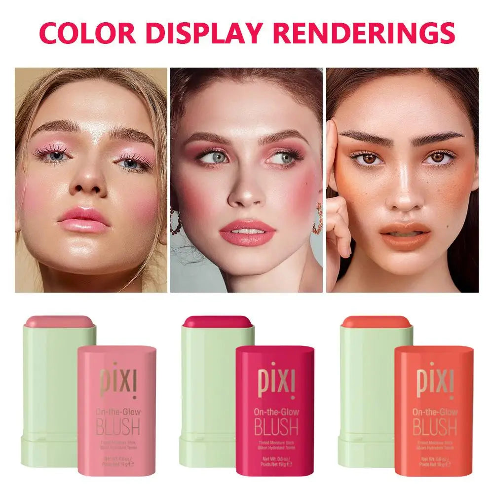 💗 3-in-1 Blush, Contour & Highlighter Stick – Matte, waterproof cream with built-in brush