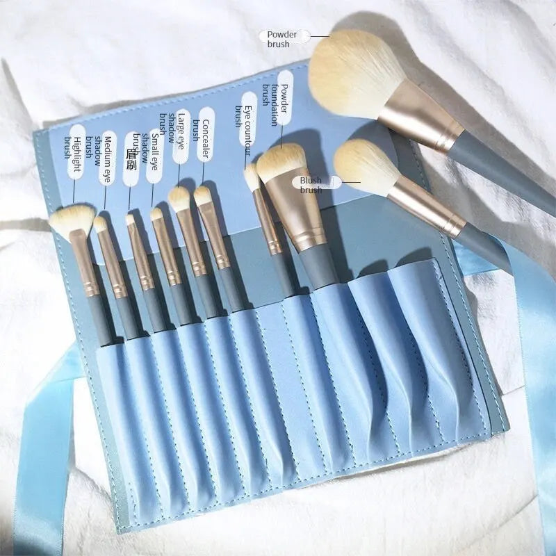 💄 Set de 10 Pinceles de Maquillaje – Cerdas Suaves y Colores Morandi