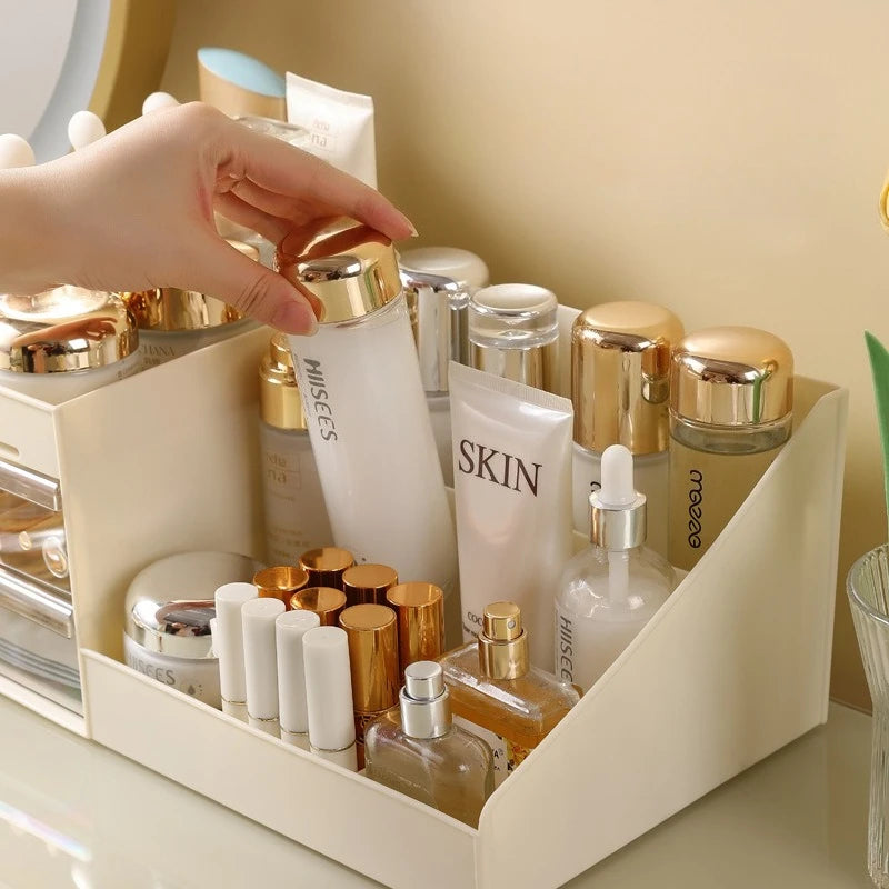 Caja de maquillaje transparente: cajones prácticos y diseño moderno