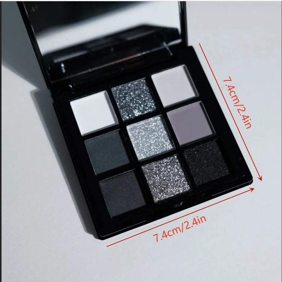 🖤 9-Color Eyeshadow Palette – Matte and Shimmer Smoky Shades