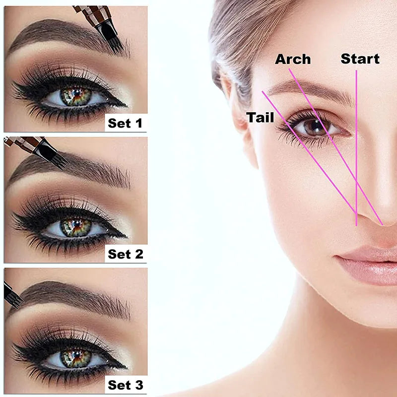 🖊️ 4-Tip Eyebrow Pencil – Long-Lasting Microblading Effect
