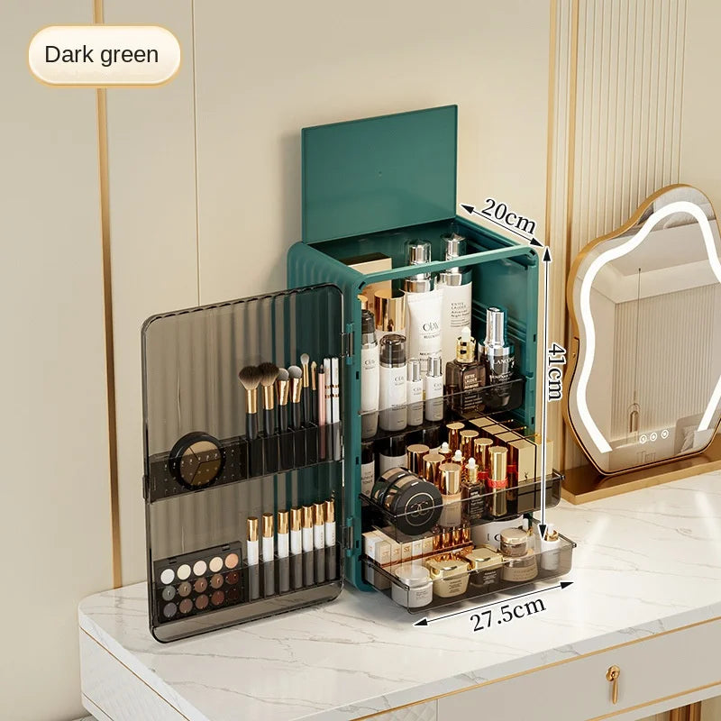 Caja de almacenamiento de maquillaje a prueba de polvo: gran capacidad y estilo lujoso