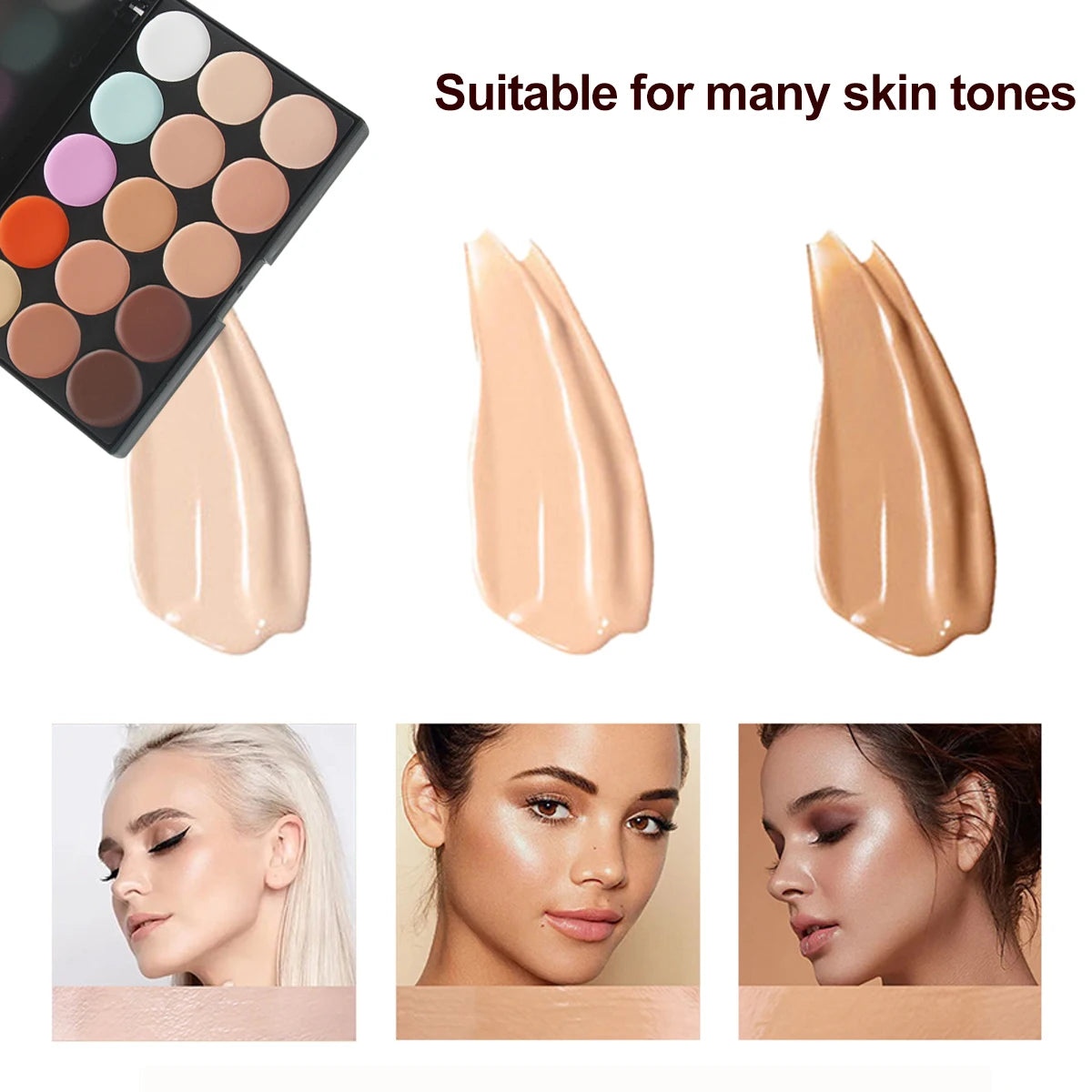 Palette correctrice 15 couleurs – Anticernes, contour, fond de teint & correcteur