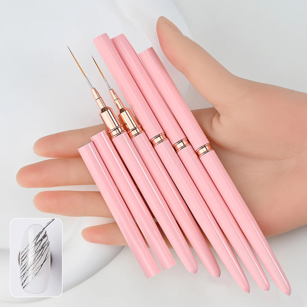 Pinceles finos para decoración de uñas: juego de 5 para líneas y decoraciones precisas