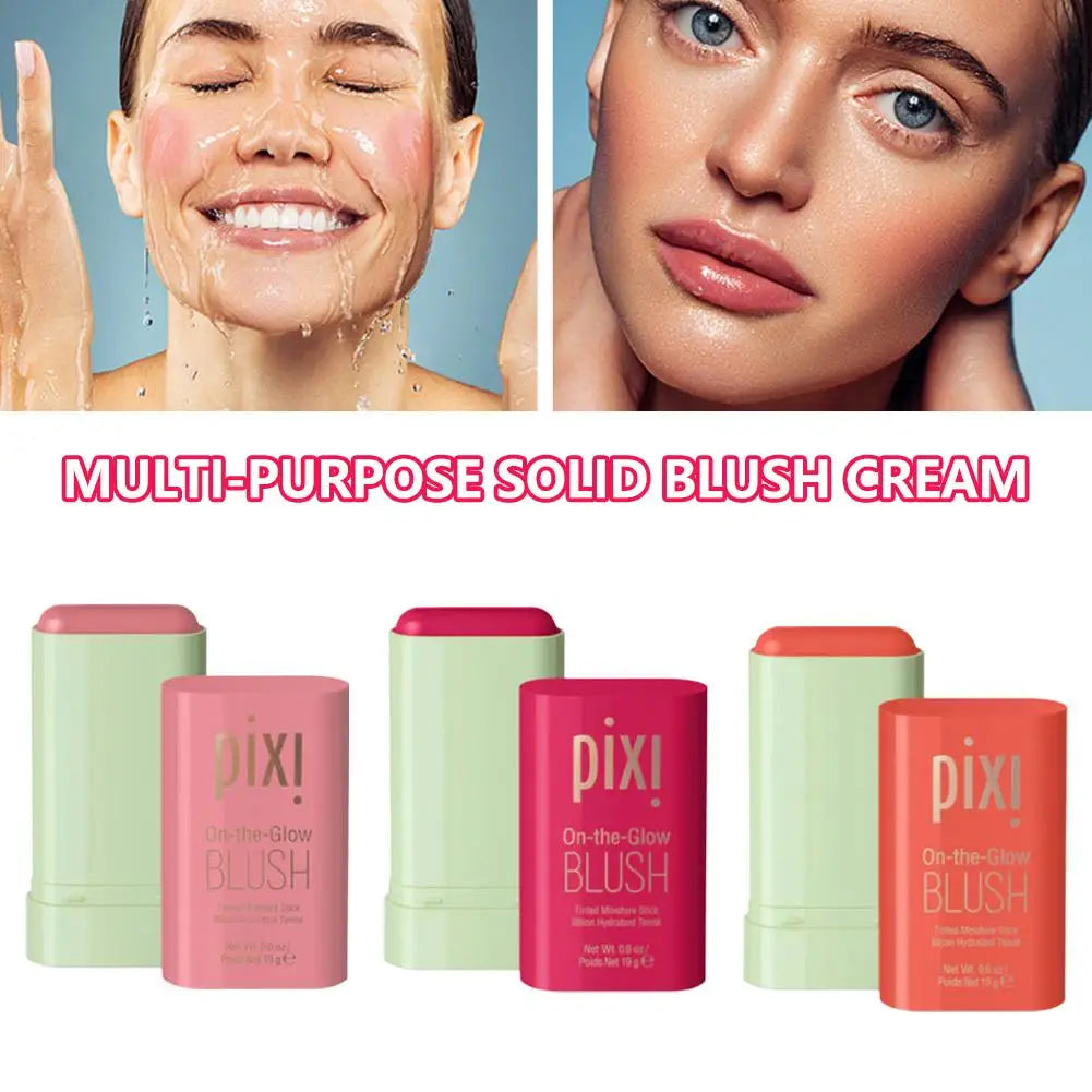 💗 3-in-1 Blush, Contour & Highlighter Stick – Matte, waterproof cream with built-in brush