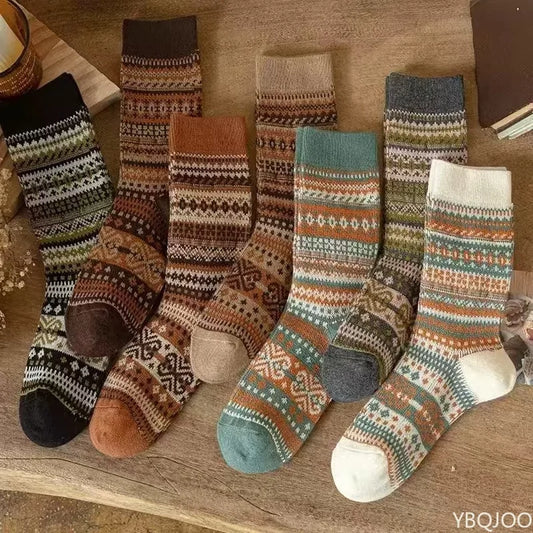 Lot de Chaussette hiver rayées unisexes – Épaisses et chaudes