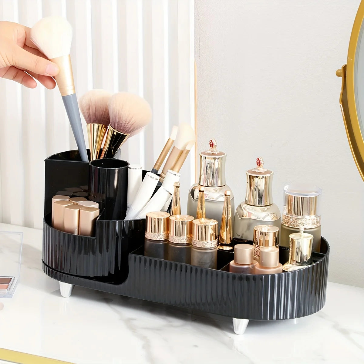 Organizador de maquillaje giratorio de 360°: elegante y listo para usar