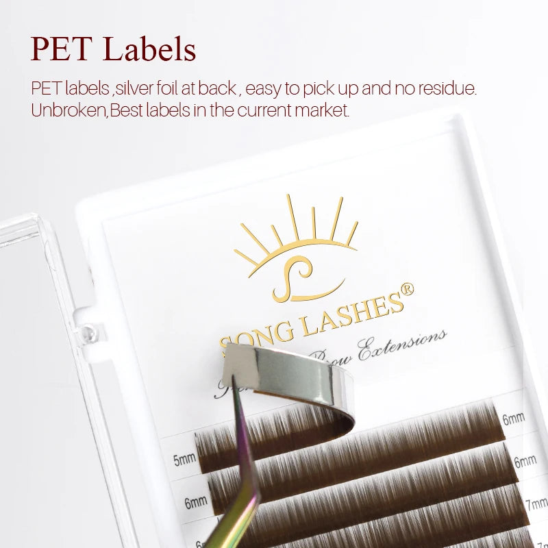 Extensiones de cejas SONG LASHES – 12 líneas, color marrón natural