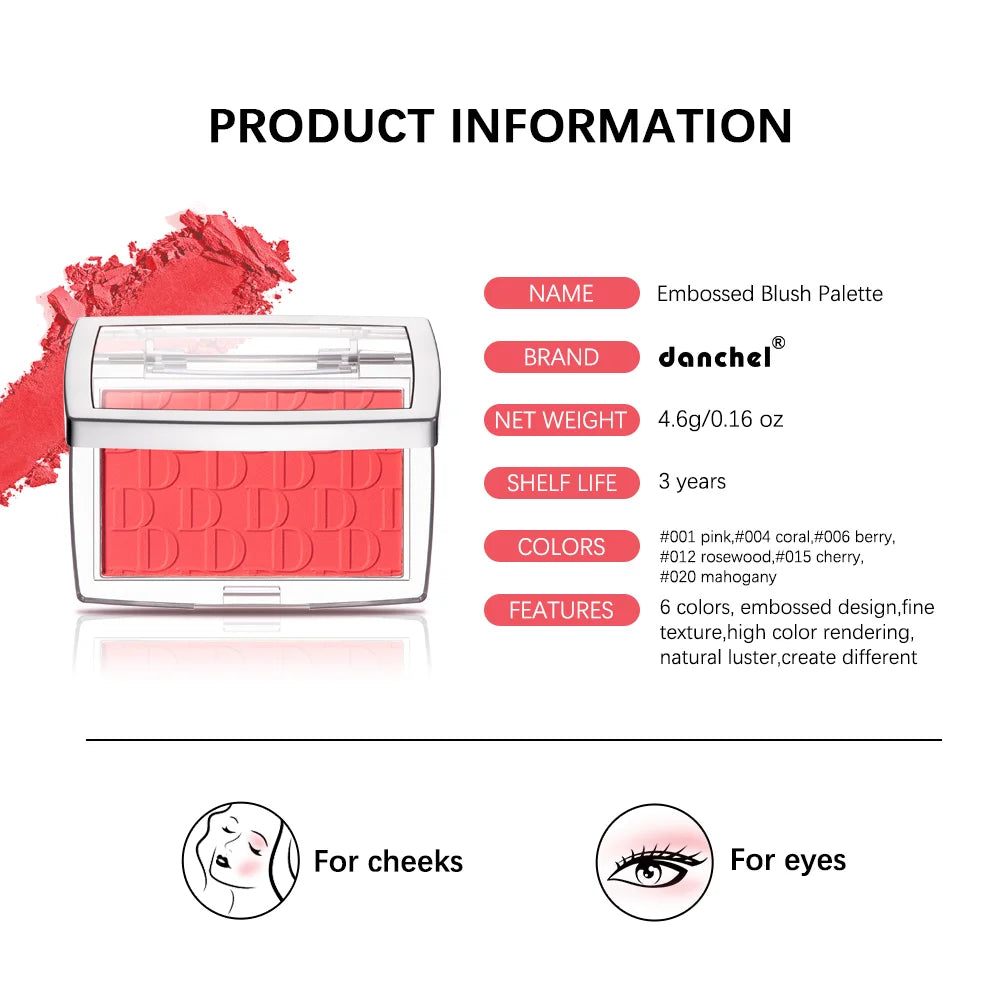 🌸 3D Embossed Blush Palette – Pink & Brown Shades, Natural Healthy Glow Effect