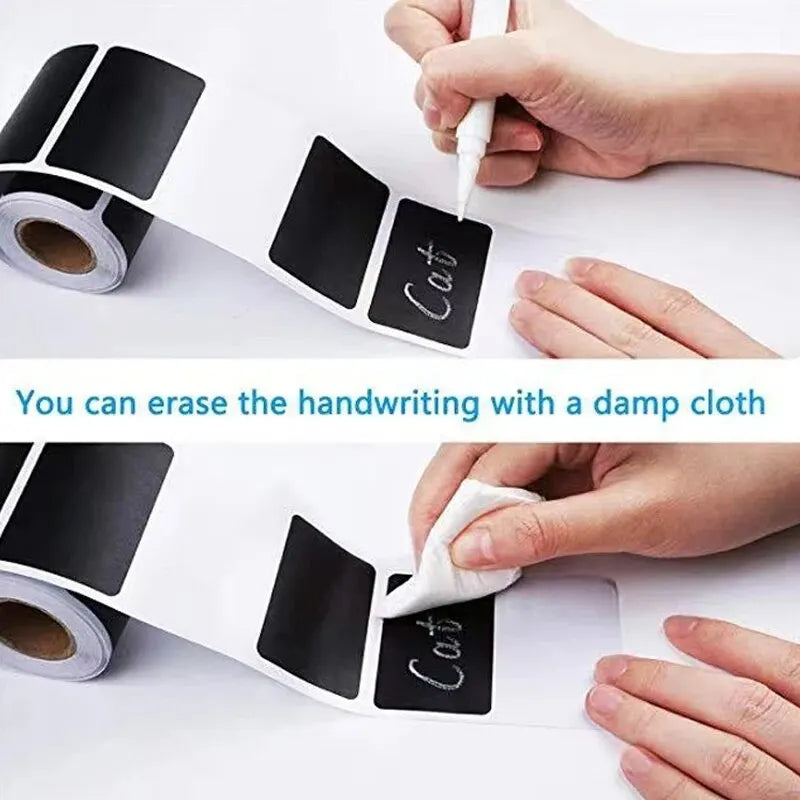 🖍️✨ 120 Self-Adhesive Chalkboard Labels – DIY Handwritten Roll
