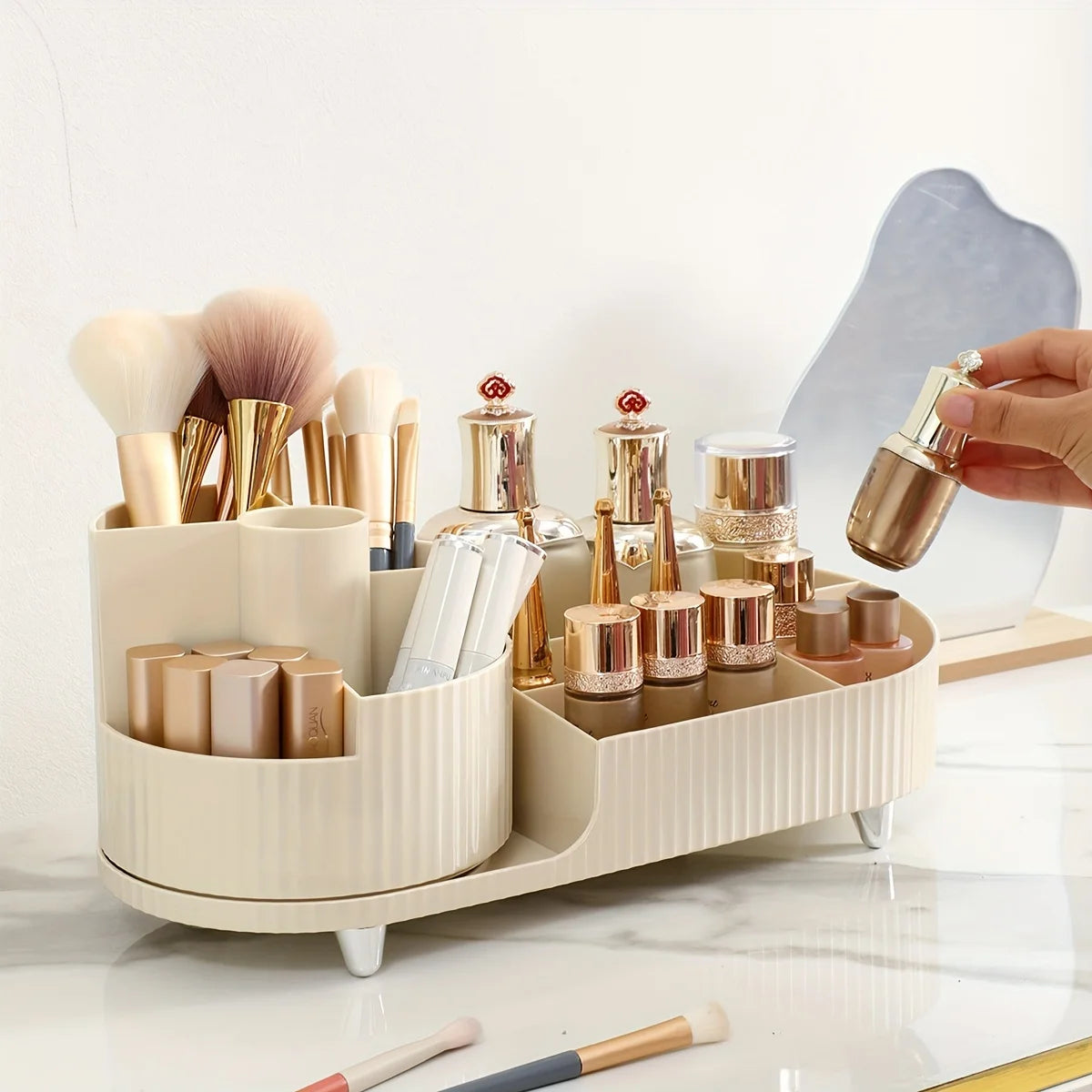 Organizador de maquillaje giratorio de 360°: elegante y listo para usar