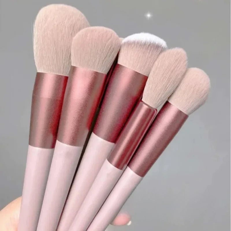 💖 Set de brochas de maquillaje: base, polvos, sombras de ojos y difuminador